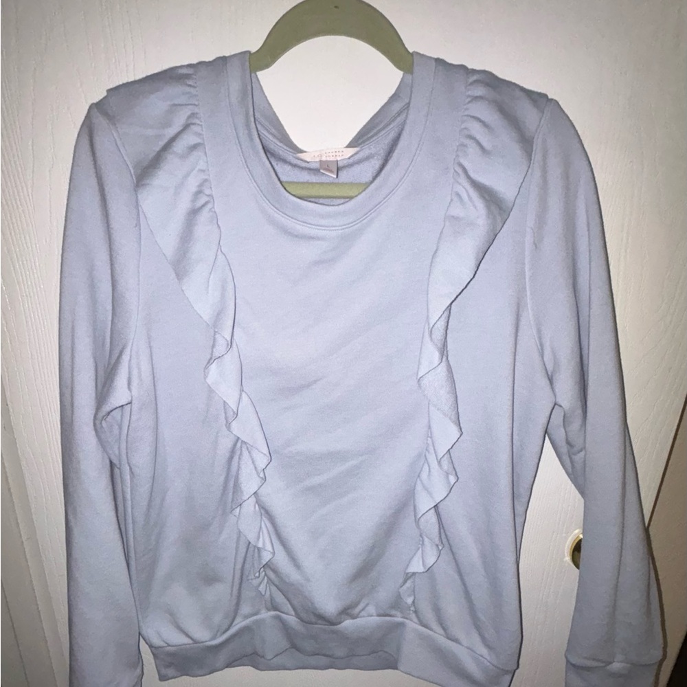 Lauren Conrad LC - Light Blue Ruffle Sweatshirt Size - L